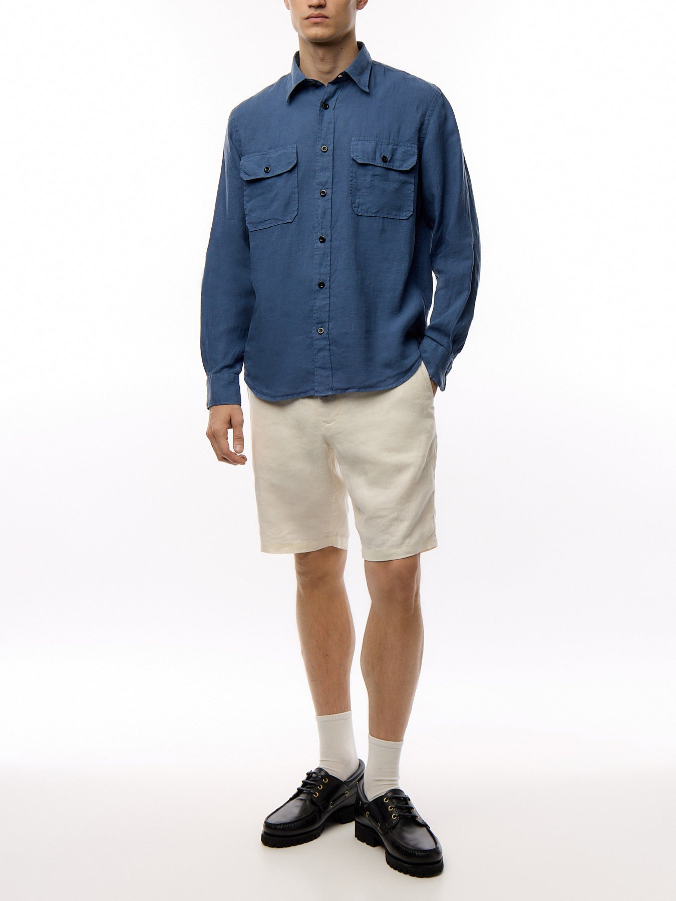 Two Pocket Linen Play Pat Woven Shirt