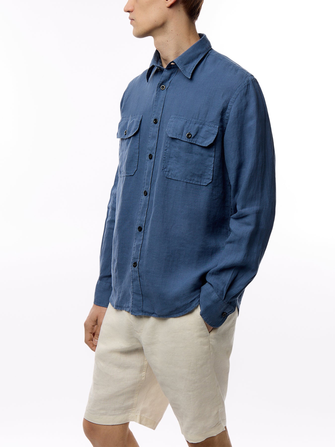 Two Pocket Linen Play Pat Woven Shirt