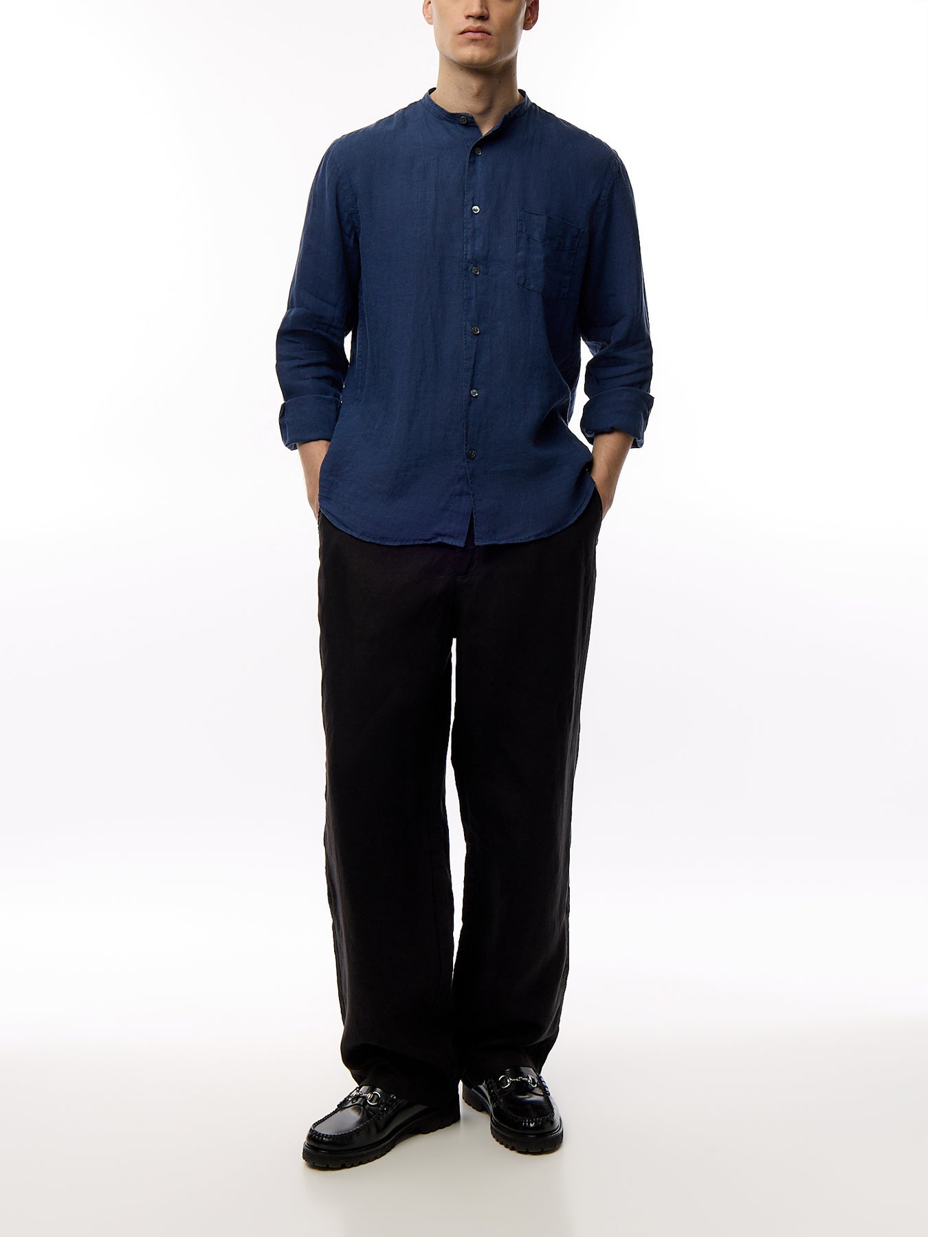 Collarless Premium Pat Woven Shirt