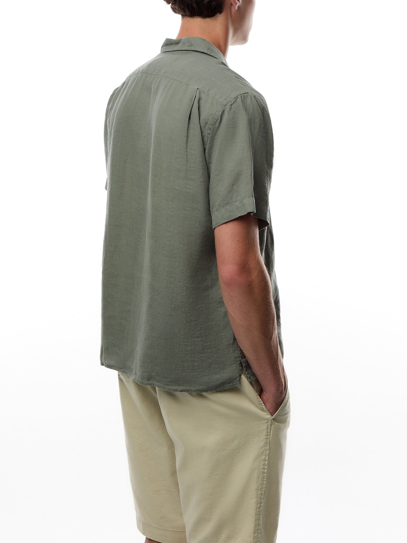 Revere Collar Linen Palm Mc Woven Shirt