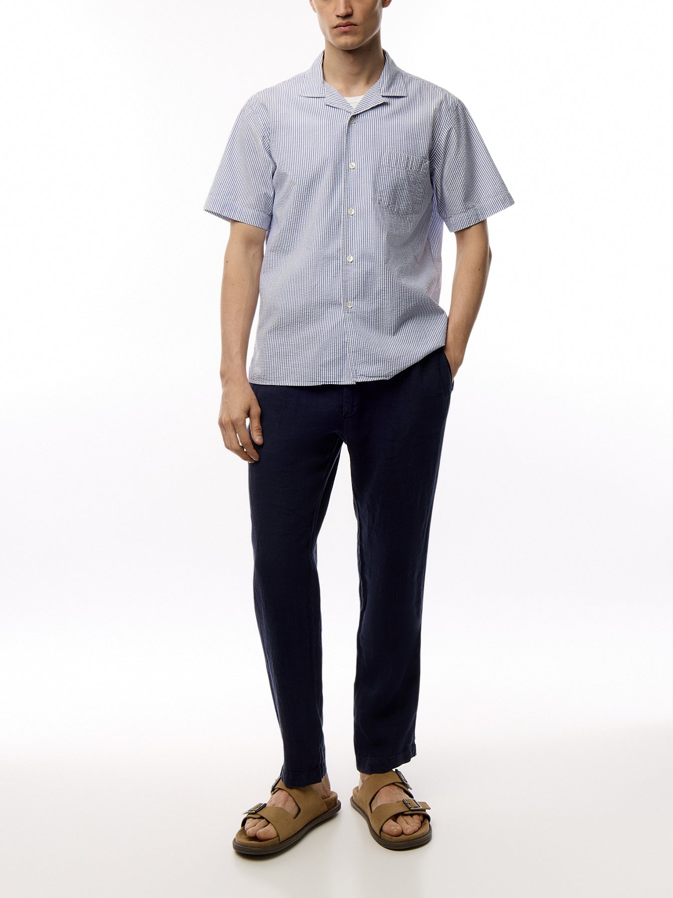 Light Seersucker Paul Pat Men Woven Shirt