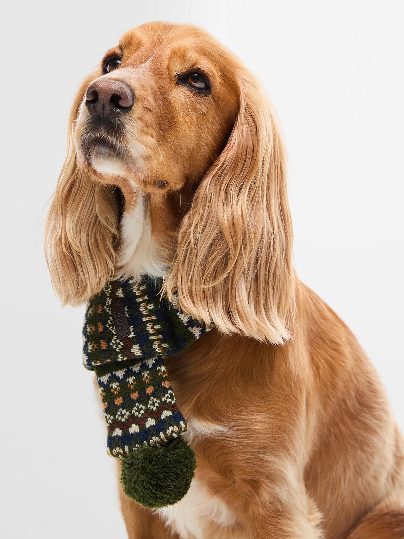 Barbour Marlow Fair Isle Dog Scarf Olive Small/Medium