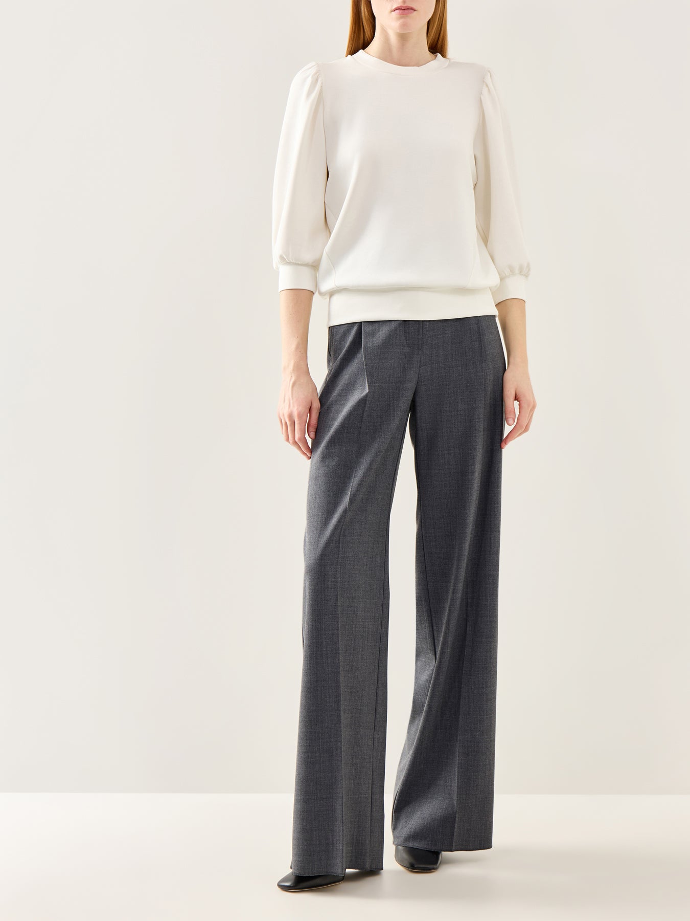 Tenny Three-Quarter Sleeve Sweat Top White