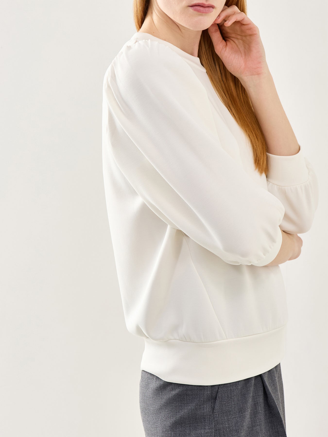 Tenny Three-Quarter Sleeve Sweat Top White