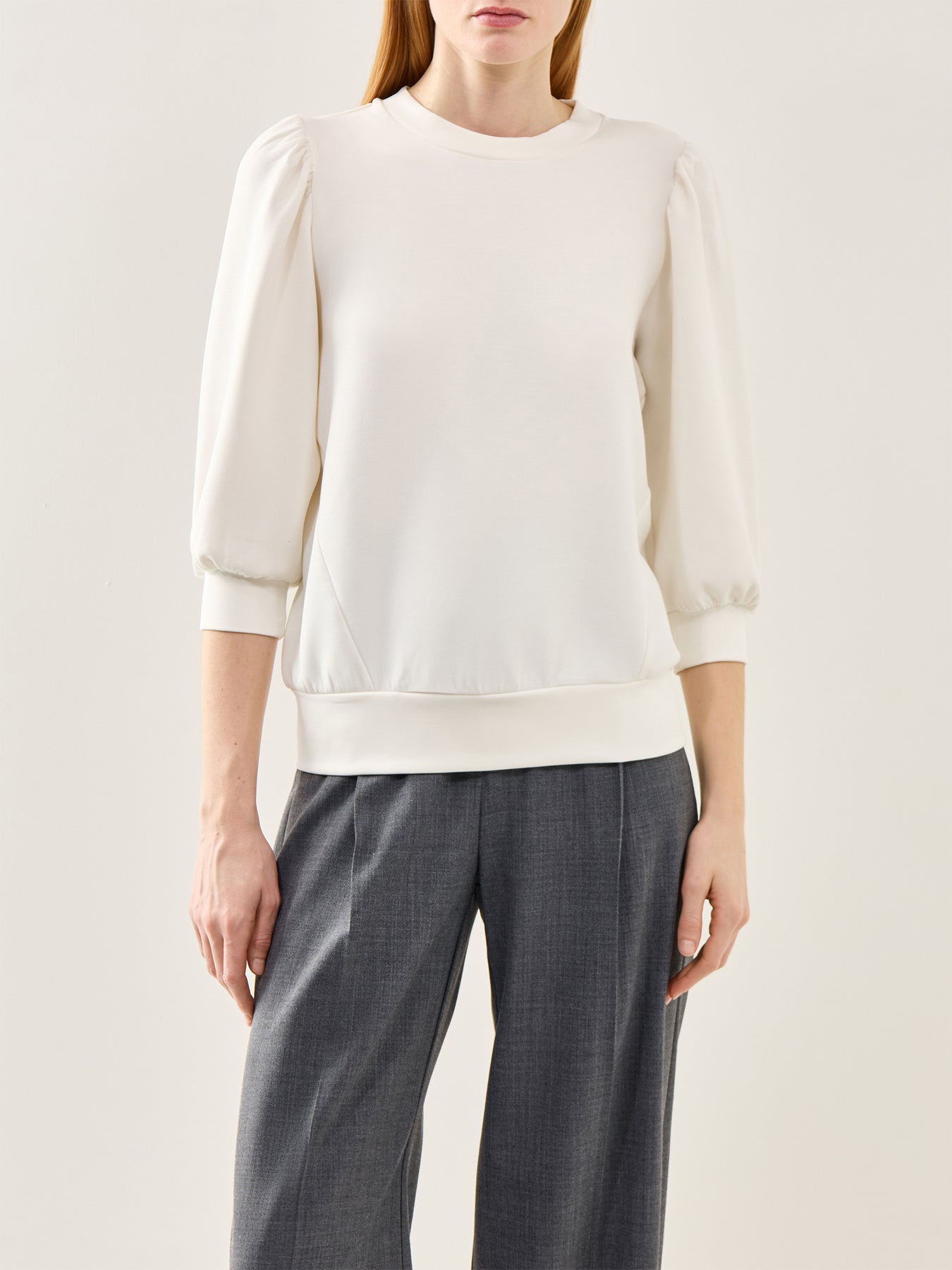 Tenny Three-Quarter Sleeve Sweat Top White