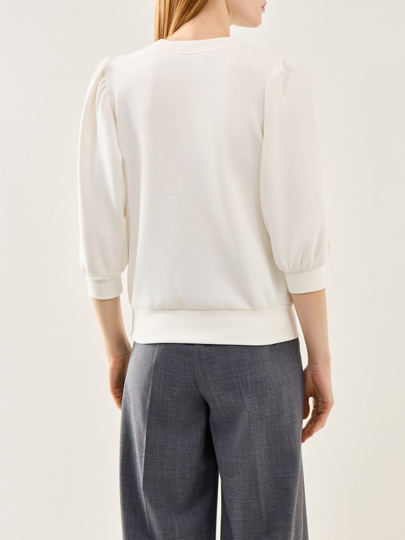 Tenny Three-Quarter Sleeve Sweat Top White