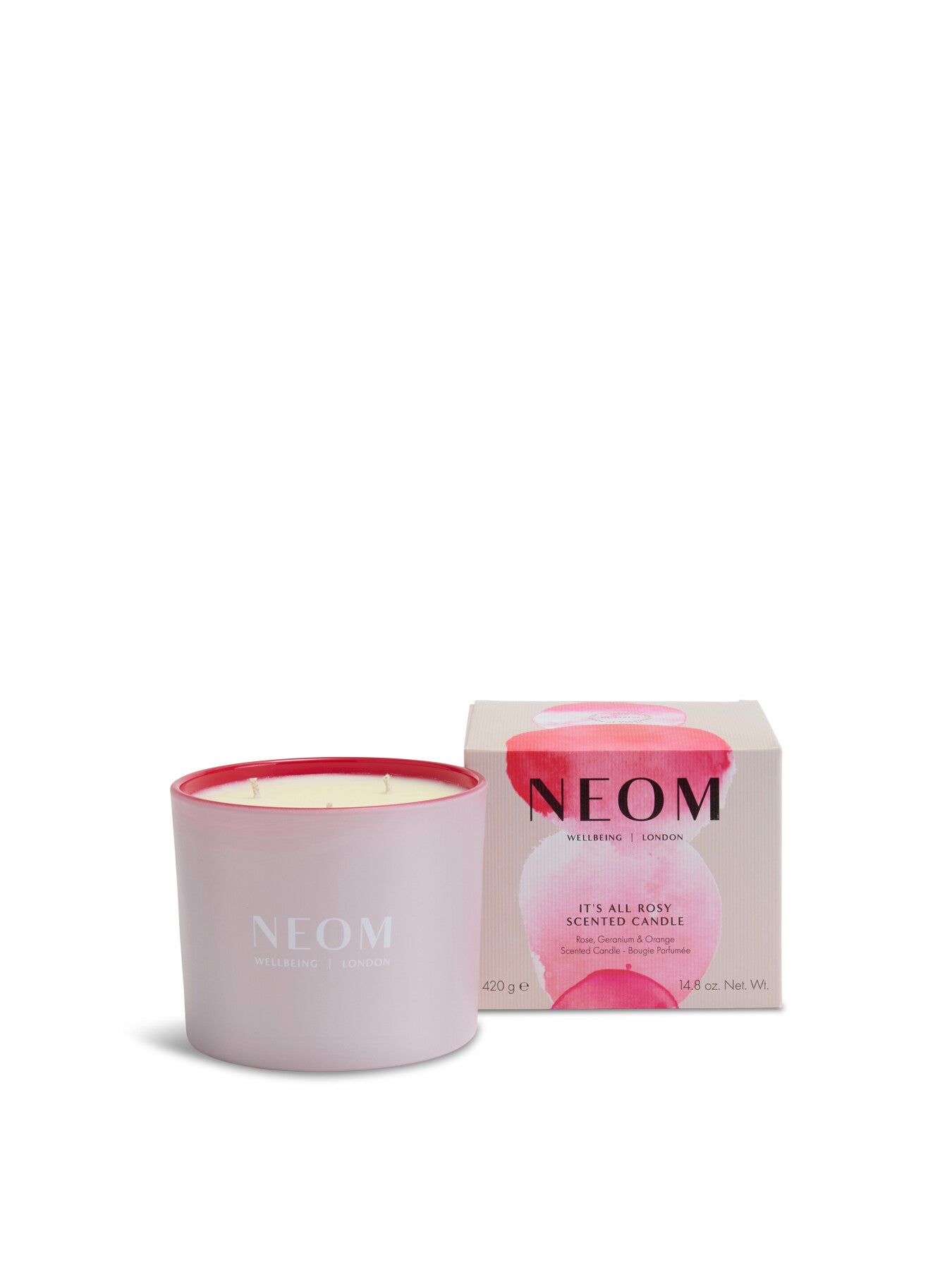 NEOM Wellbeing It's All Rosy 3 Wick Candle 420g