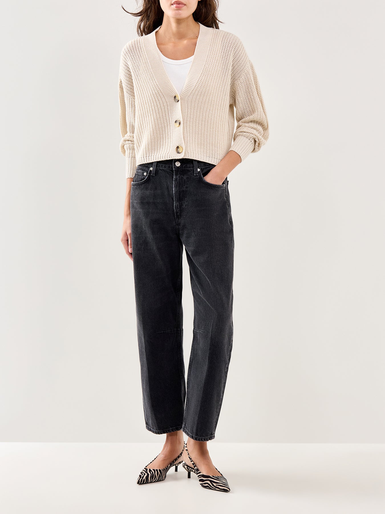 Long Sleeve Knit Cardigan Beige