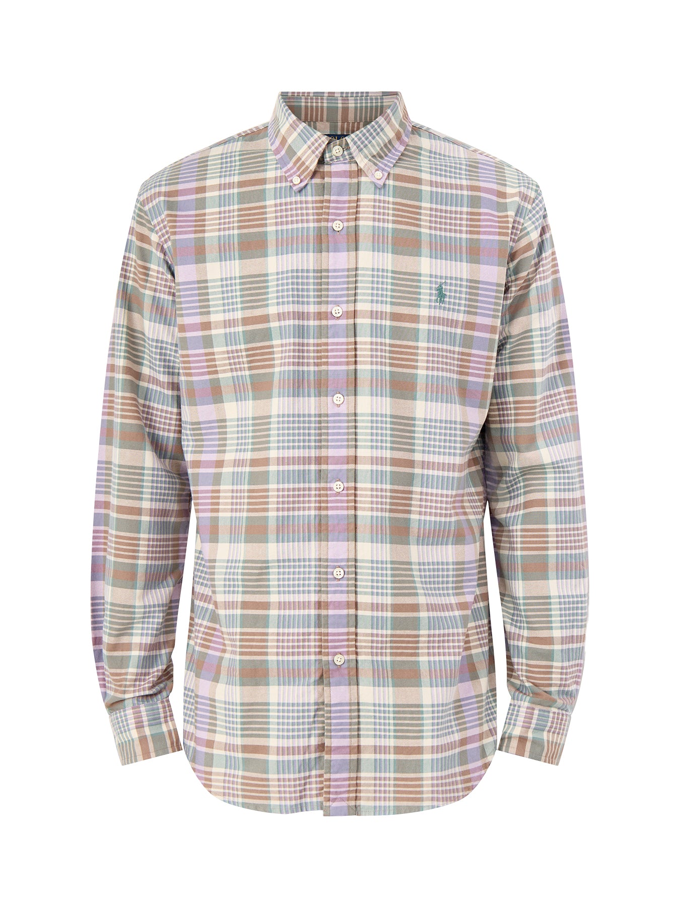 Custom Fit Check Oxford Shirt Khaki Green Multi