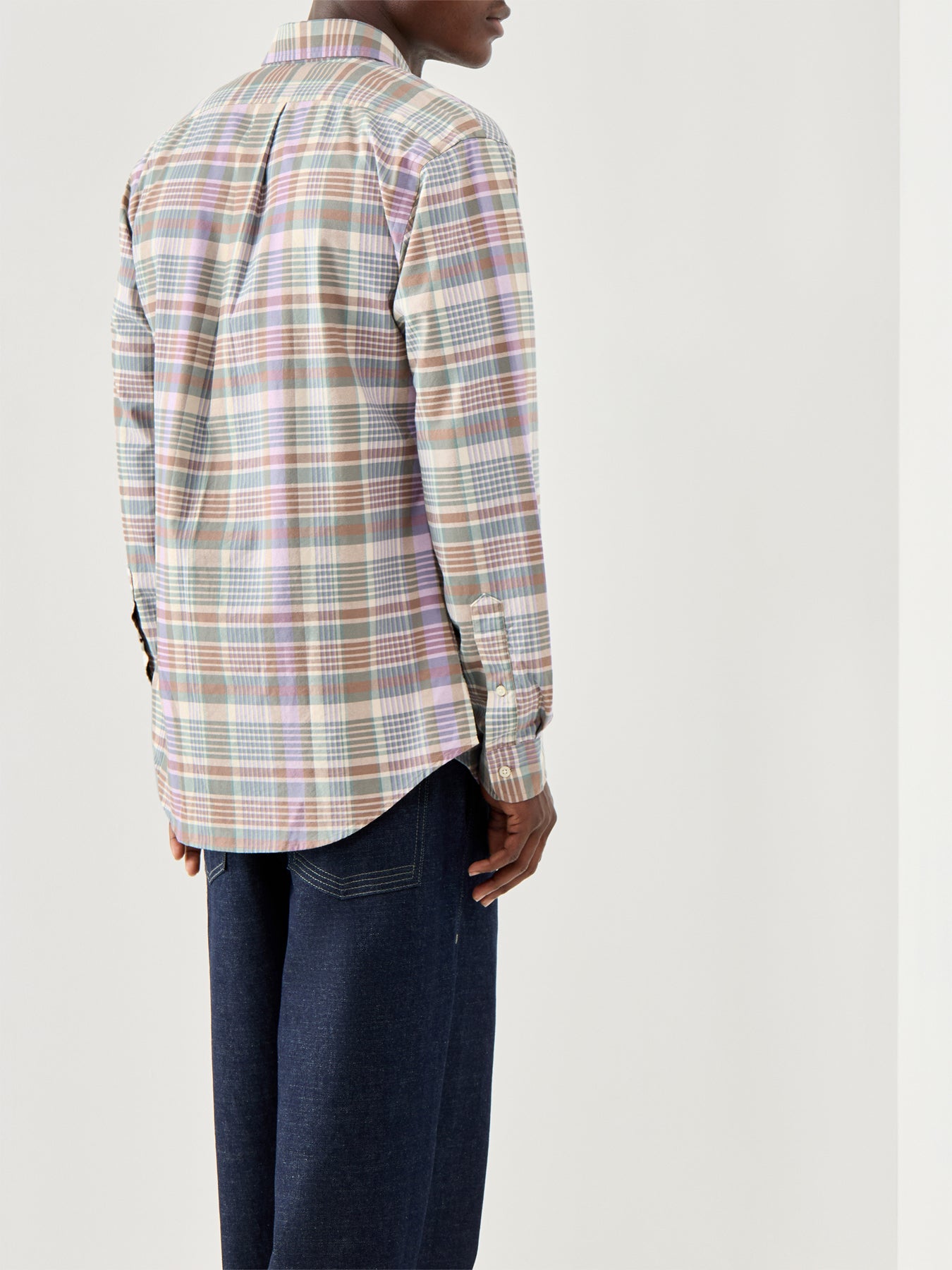 Custom Fit Check Oxford Shirt Khaki Green Multi