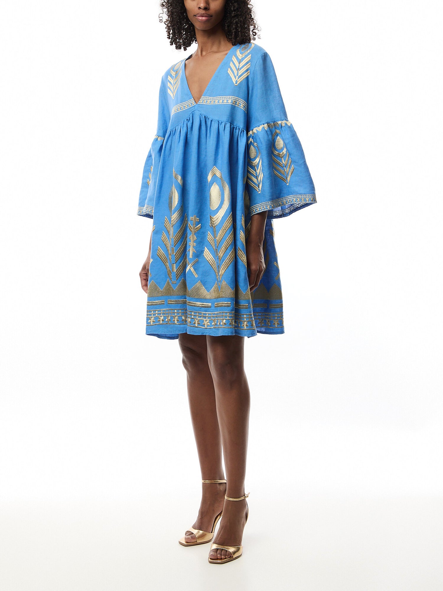 Linen Feather Mini Dress