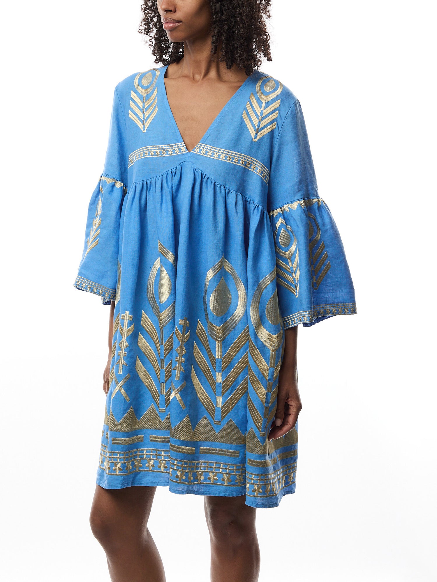 Linen Feather Mini Dress