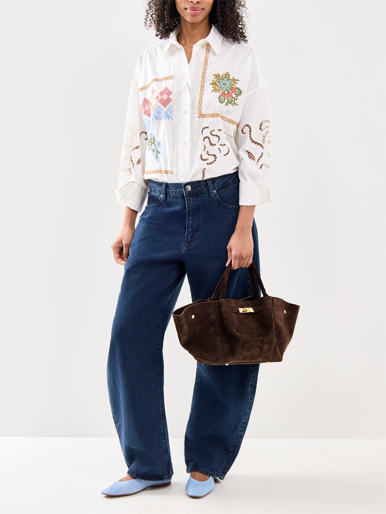 Feny Button Suede Top handle