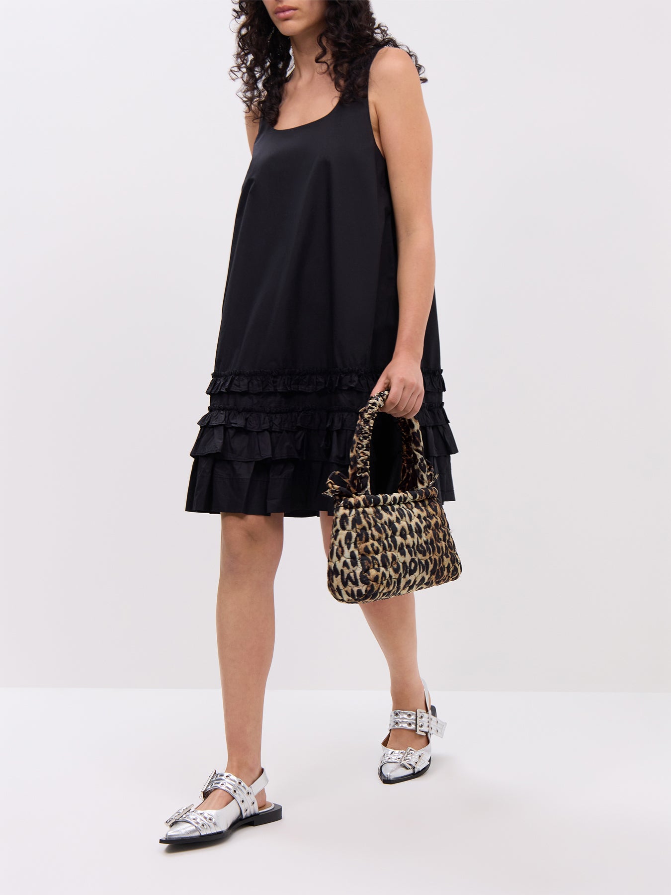 Cotton Poplin U-neck Mini Dress