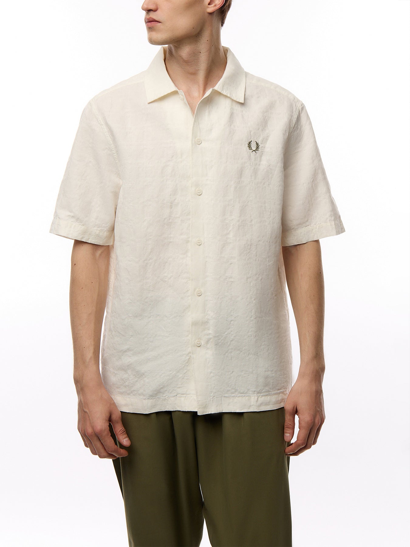 Jacquard Linen Blend S/S Shirt