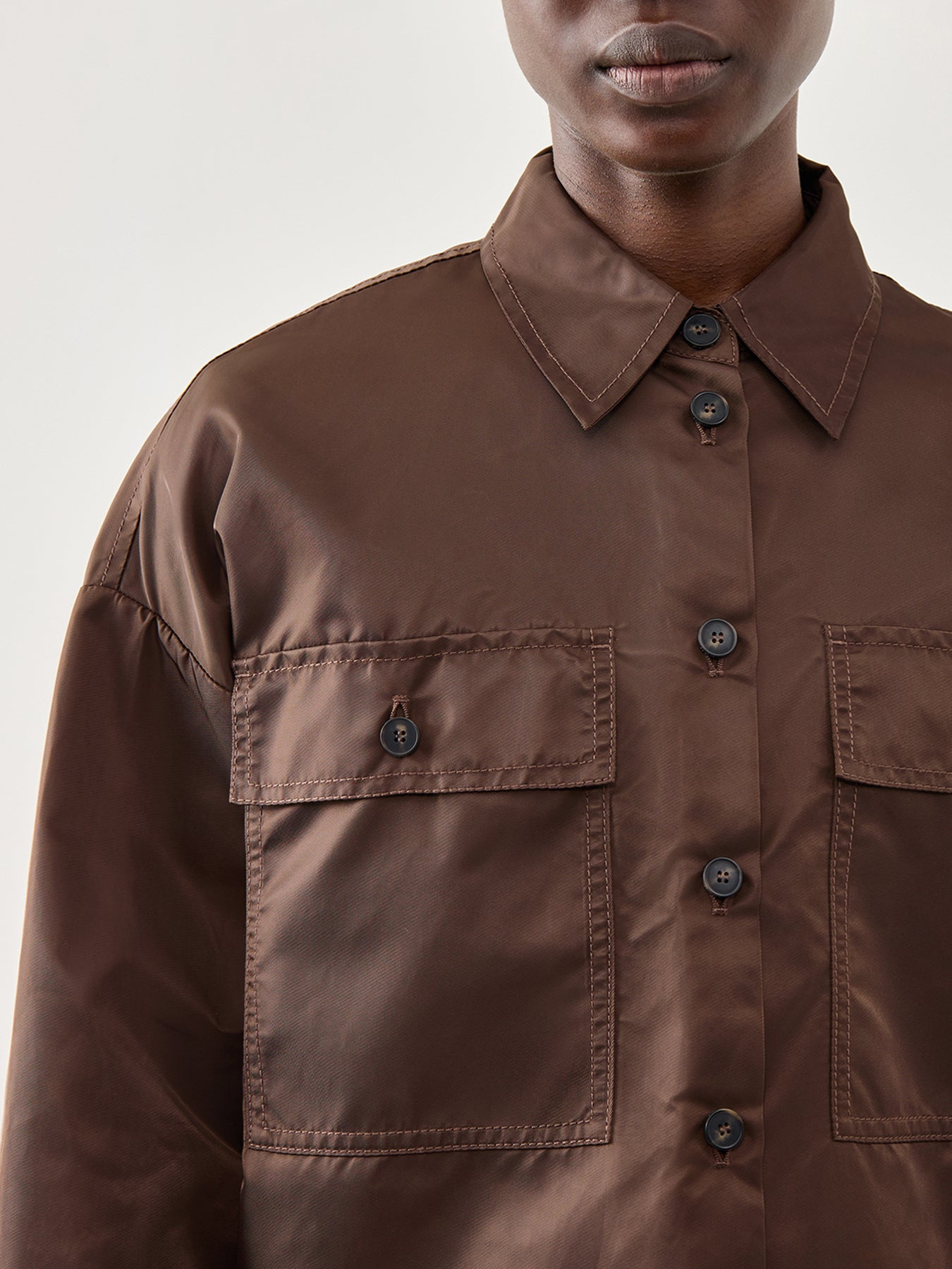 Vivetta Nylon Shirt Jacket Chocolate