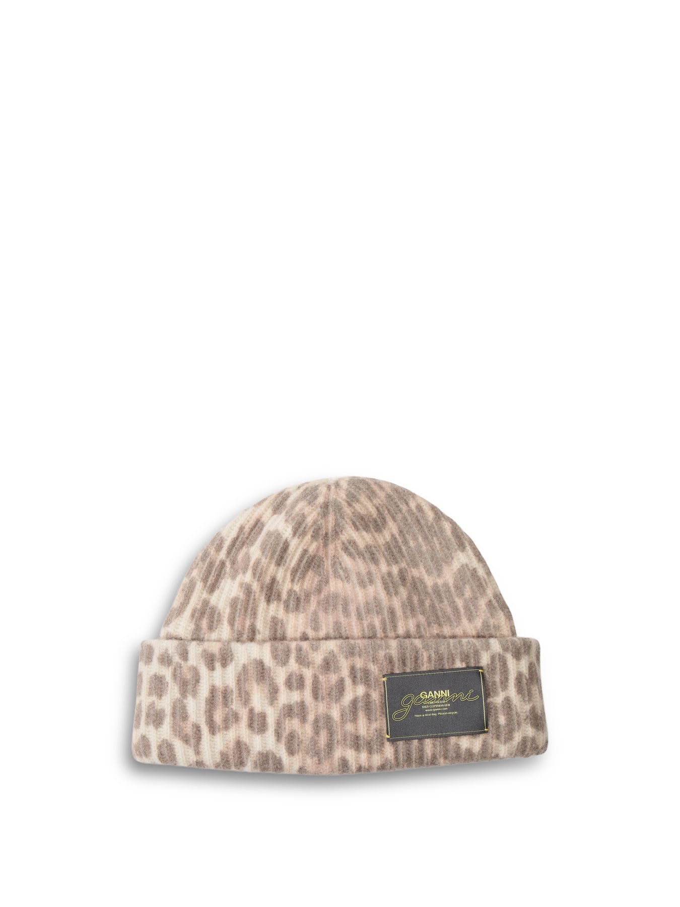 Graphic Wool Mix Printed Leopard Beanie