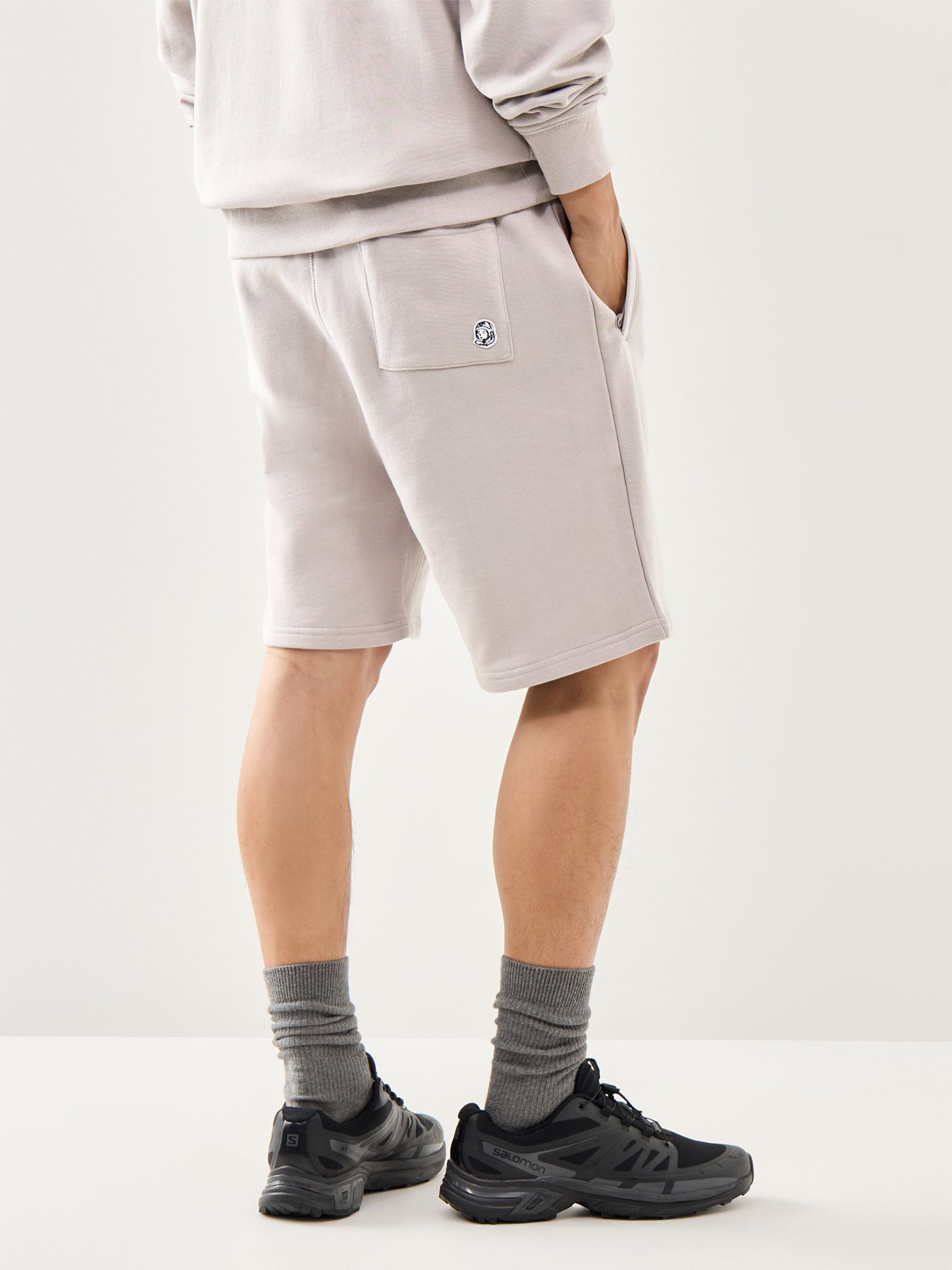 Flat Grey Cotton Small Arch Logo Shorts
