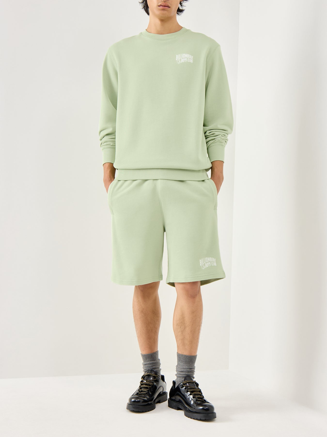 Pistachio Cotton Small Arch Logo Shorts