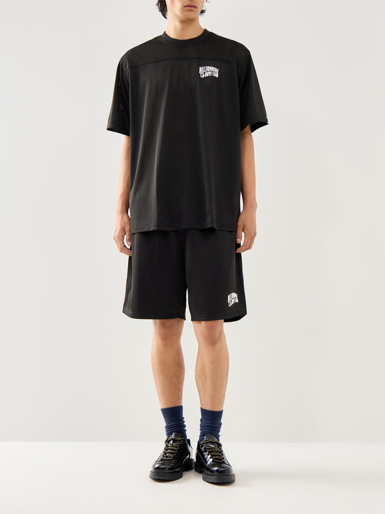 Black Polyester Drawstring Woven Shorts