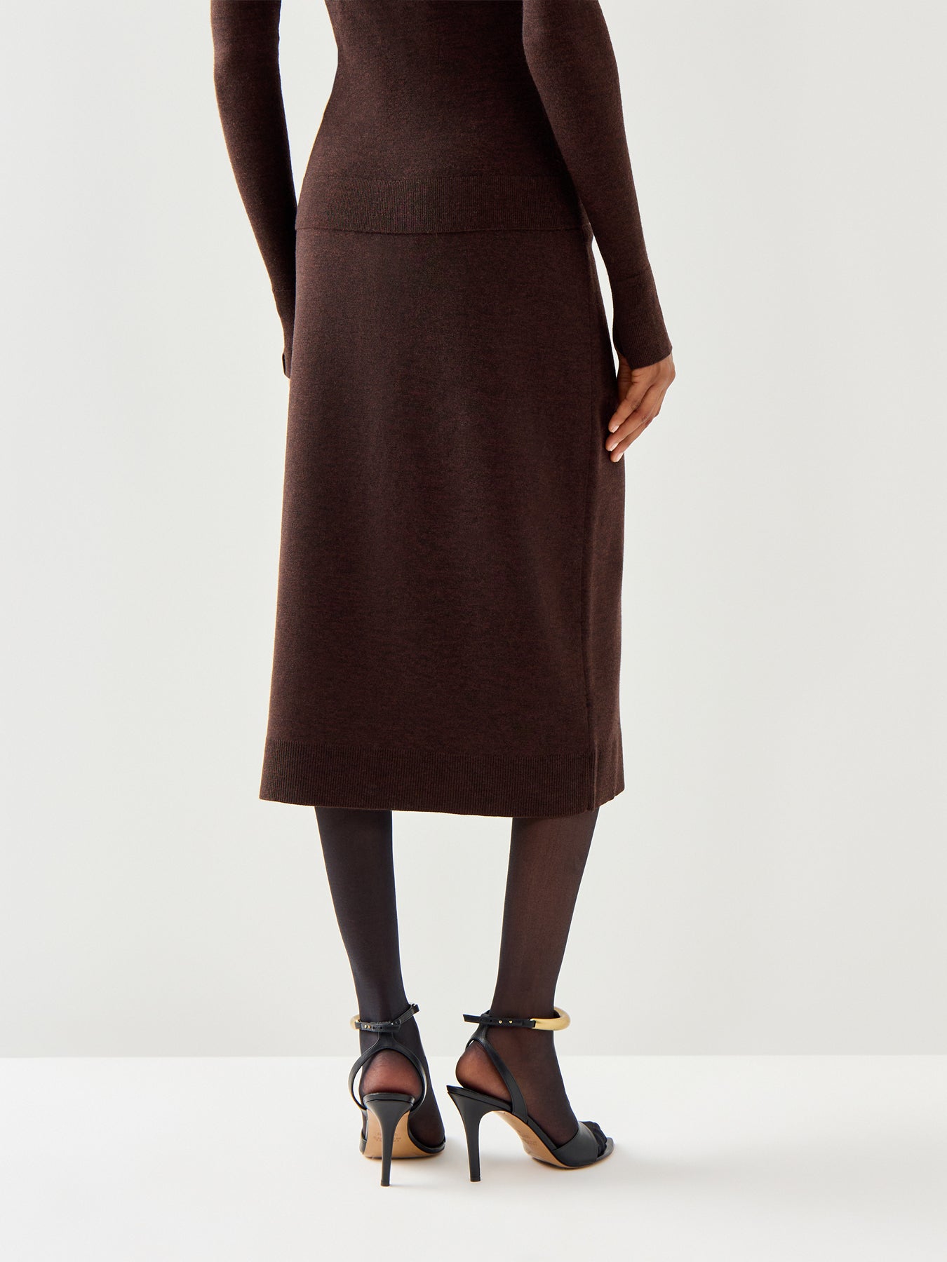 Button Detail Knitted Midi Skirt