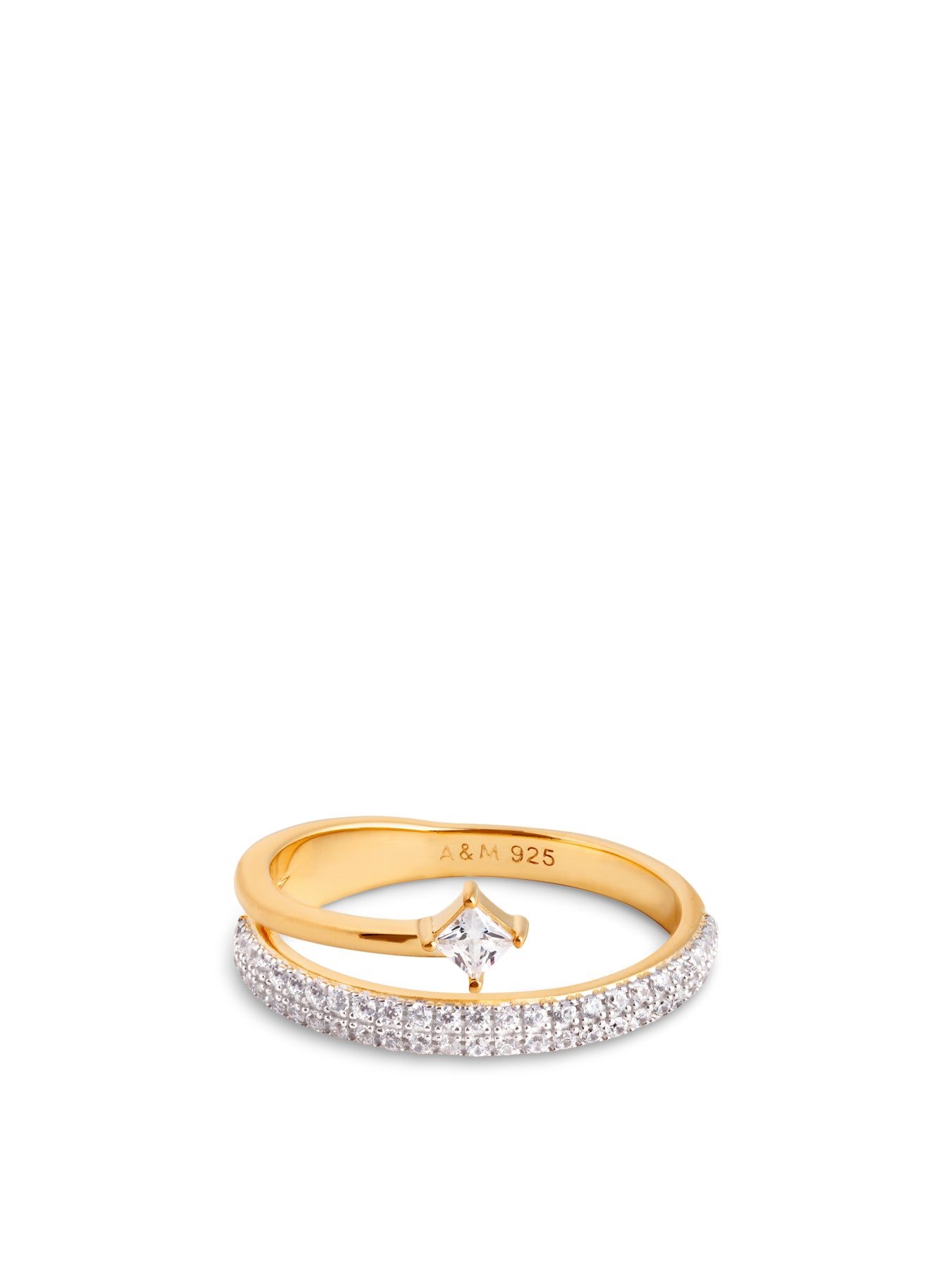 Crystal Spiral Stacking Ring Gold