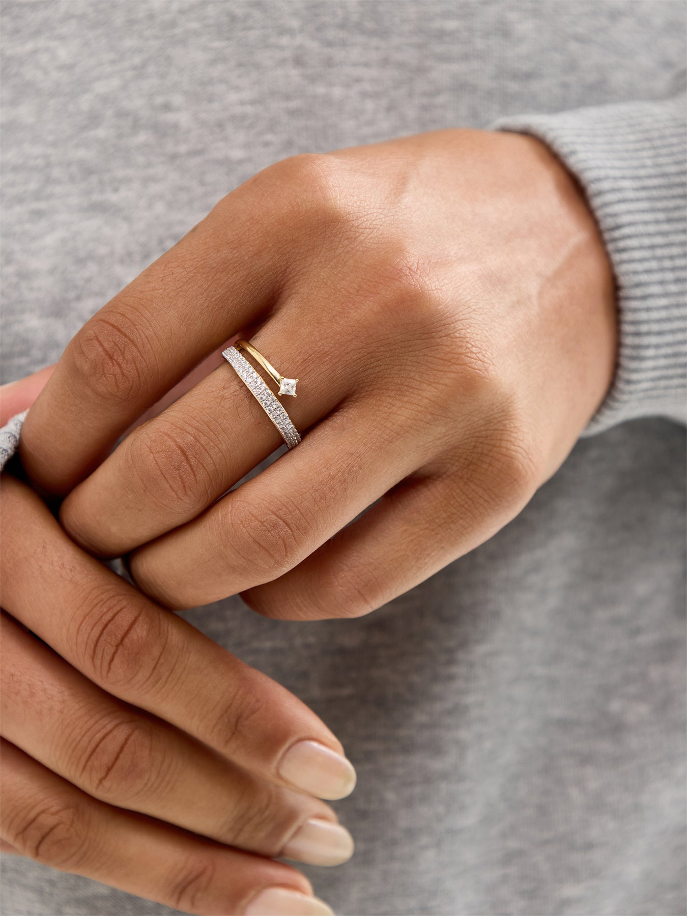 Crystal Spiral Stacking Ring Gold