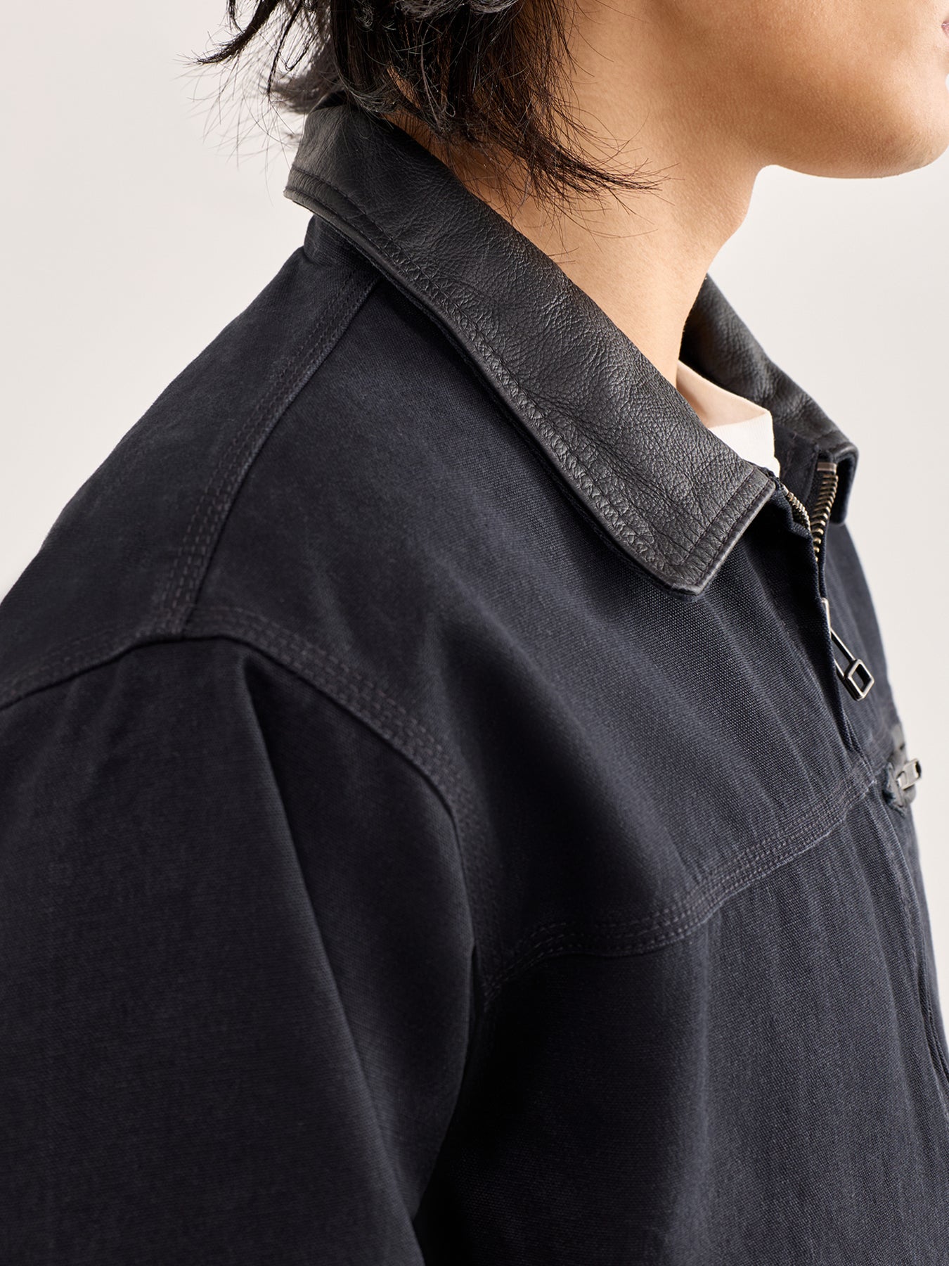 Heavy Canvas Destroyed Work Jacket Black