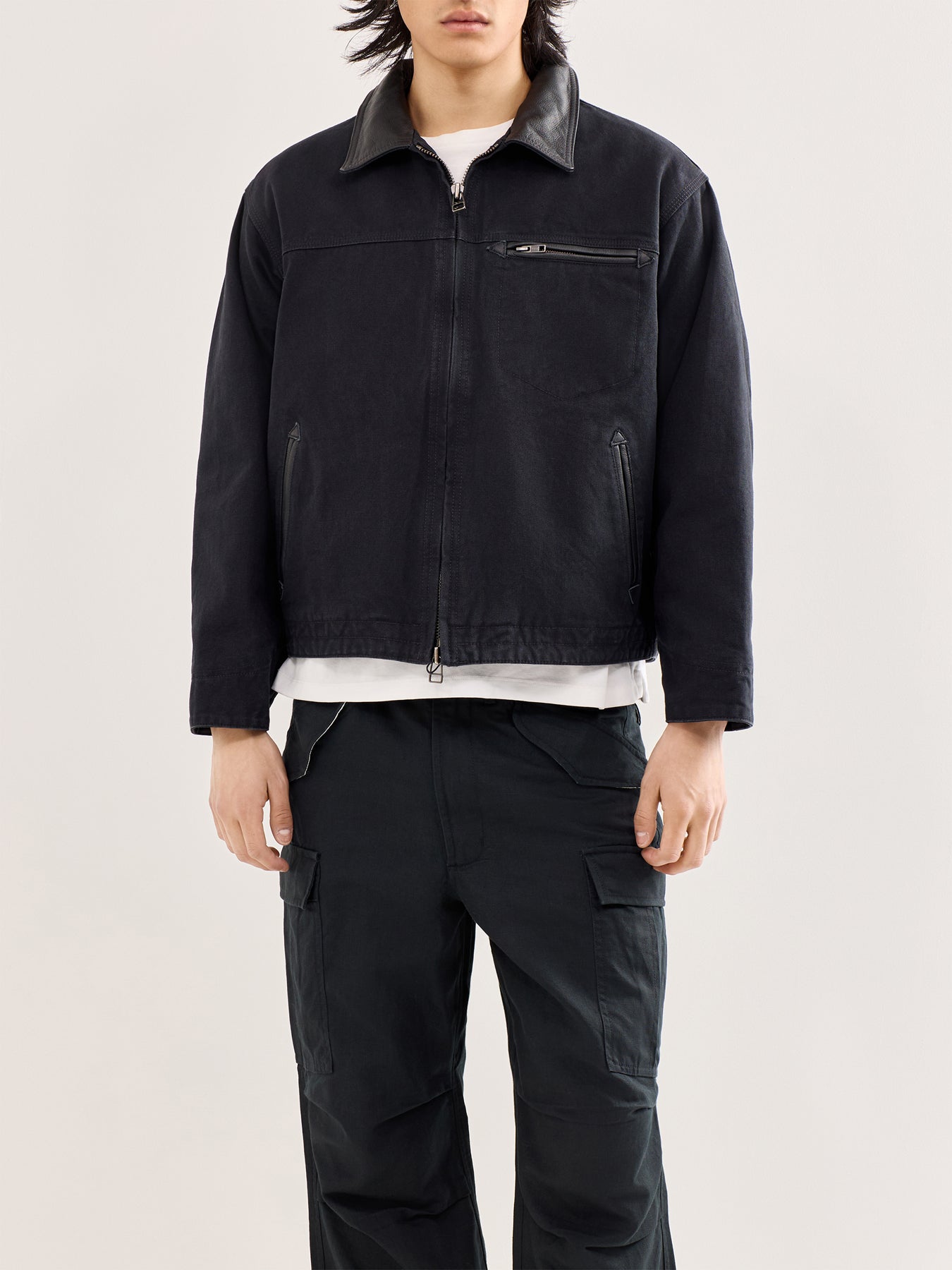 Heavy Canvas Destroyed Work Jacket Black