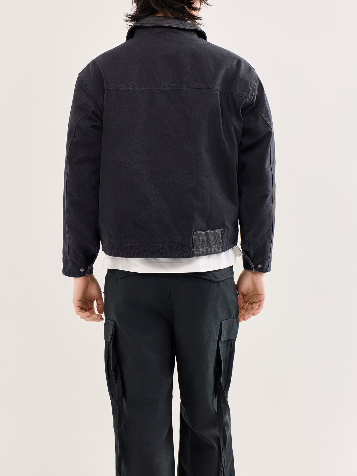 Heavy Canvas Destroyed Work Jacket Black