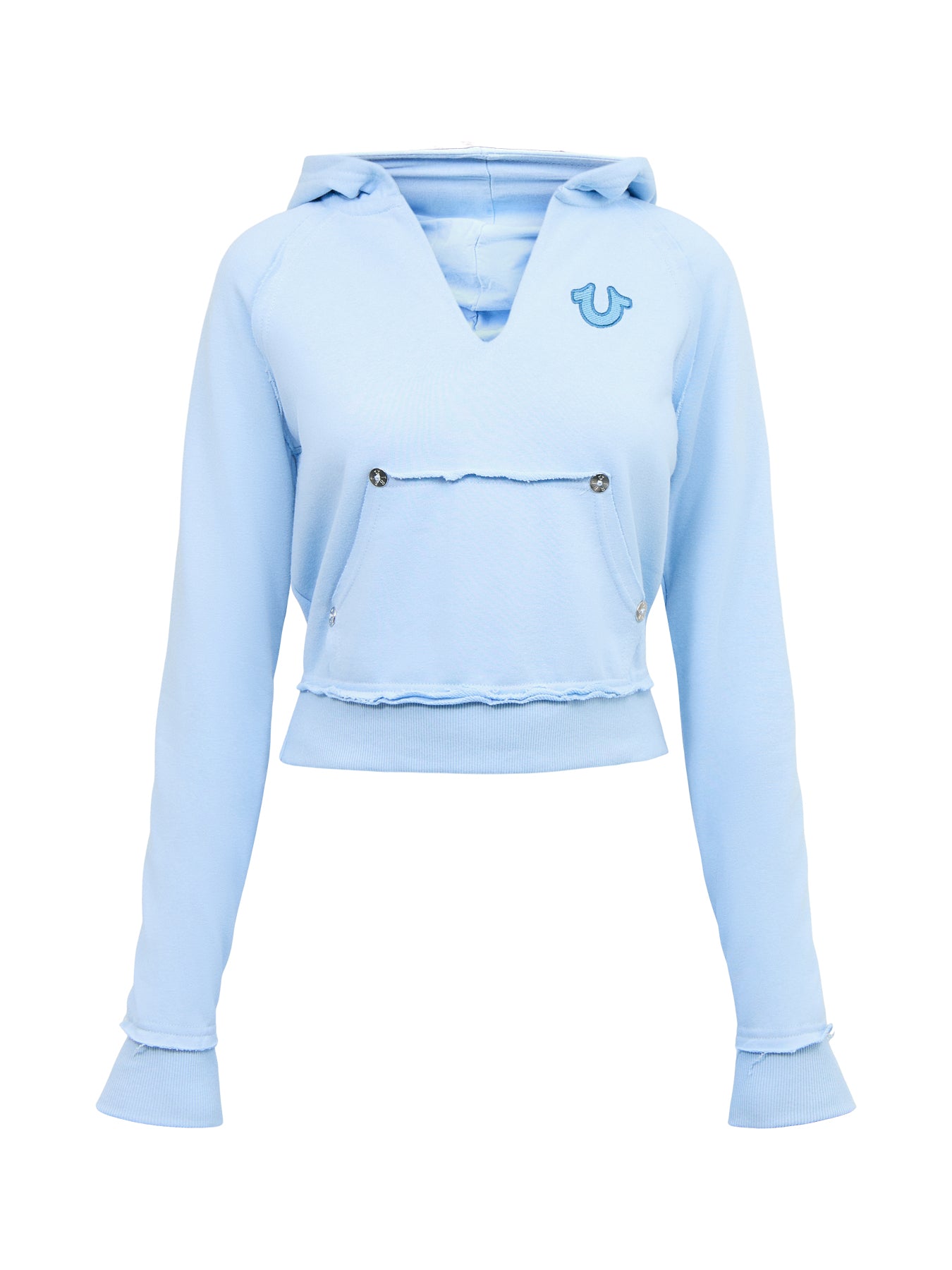 Terry V Notch Hoodie Raw Edge