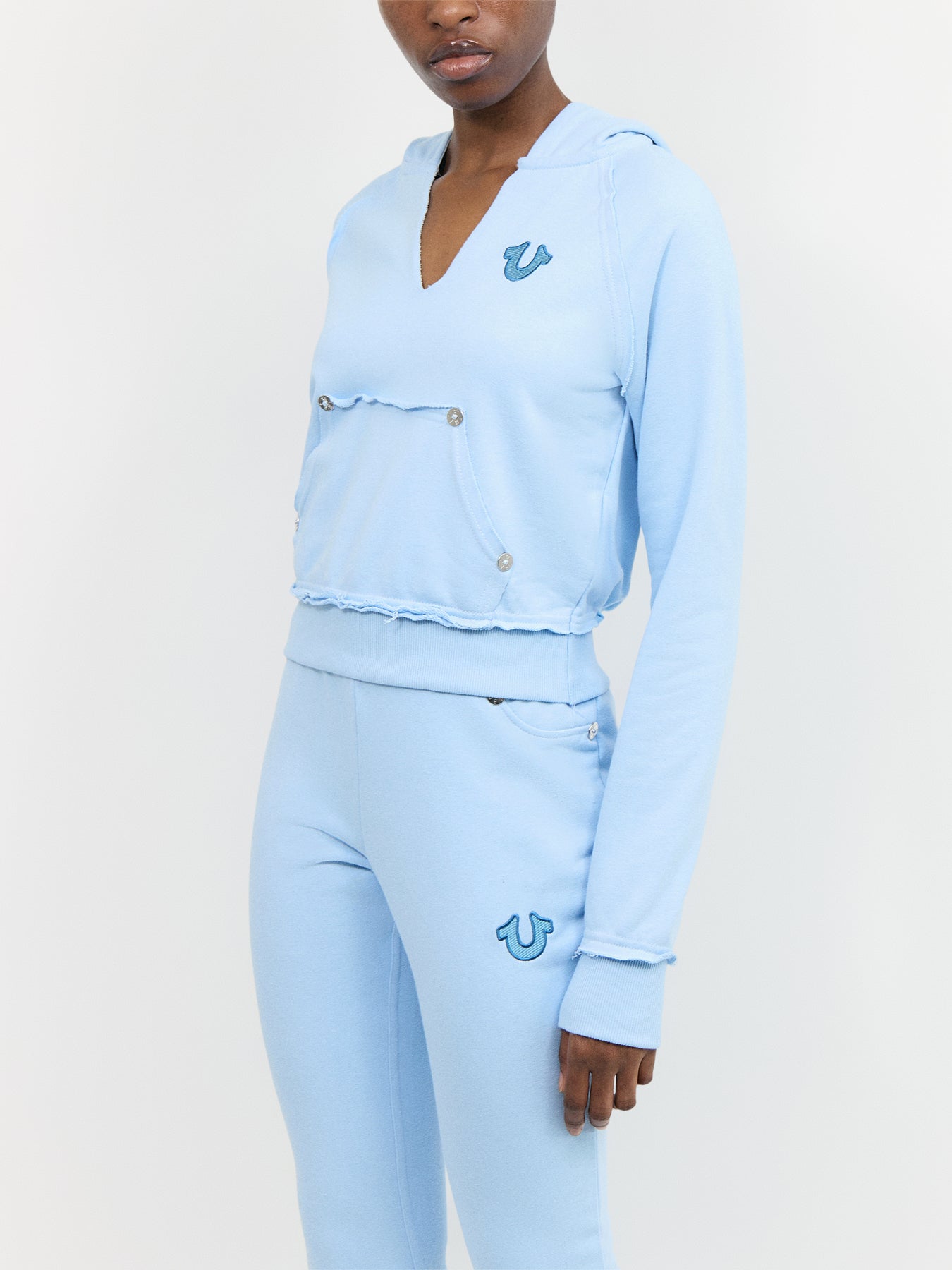 Terry V Notch Hoodie Raw Edge