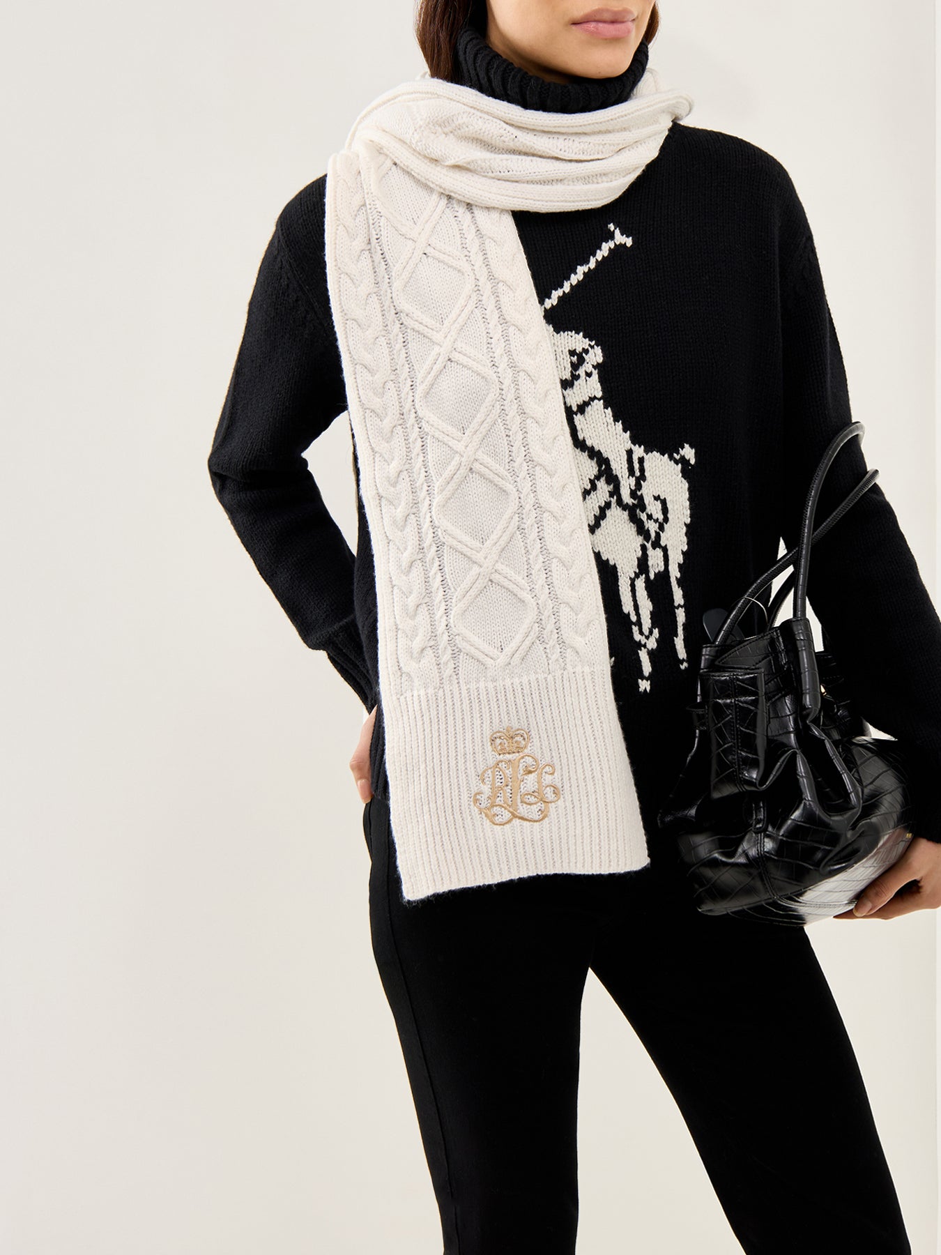 Cable Knit Scarf Cream