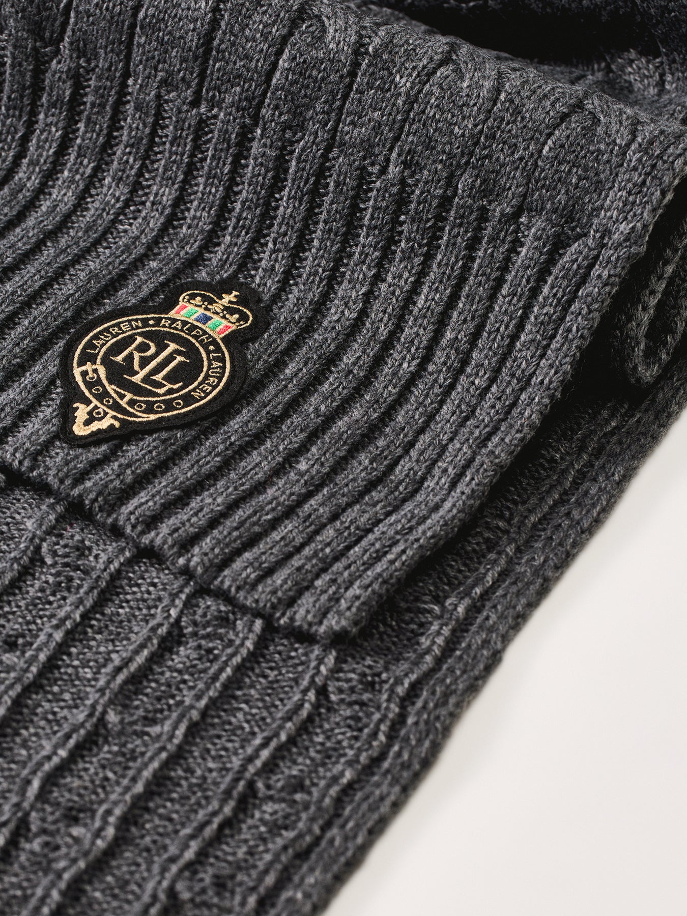 Crest Patch Knit Scarf Navy