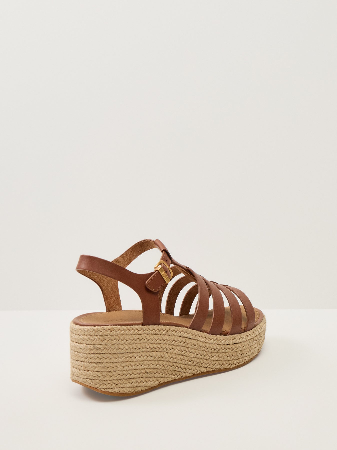 Platfforms Espadr. Leather Fisherman Wedge Sandals Deep Tan