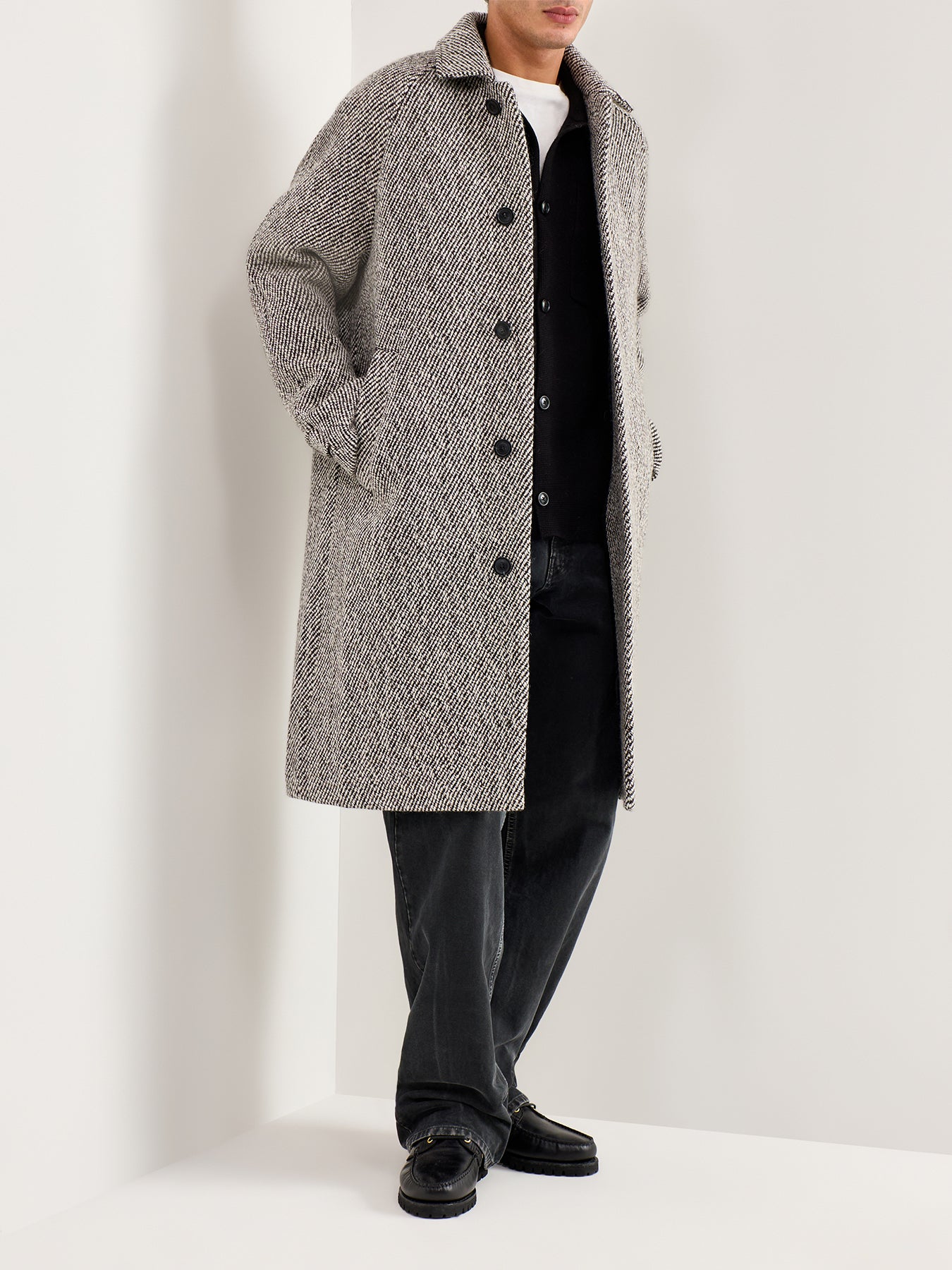 Michael Twill Wool Coat Charcoal