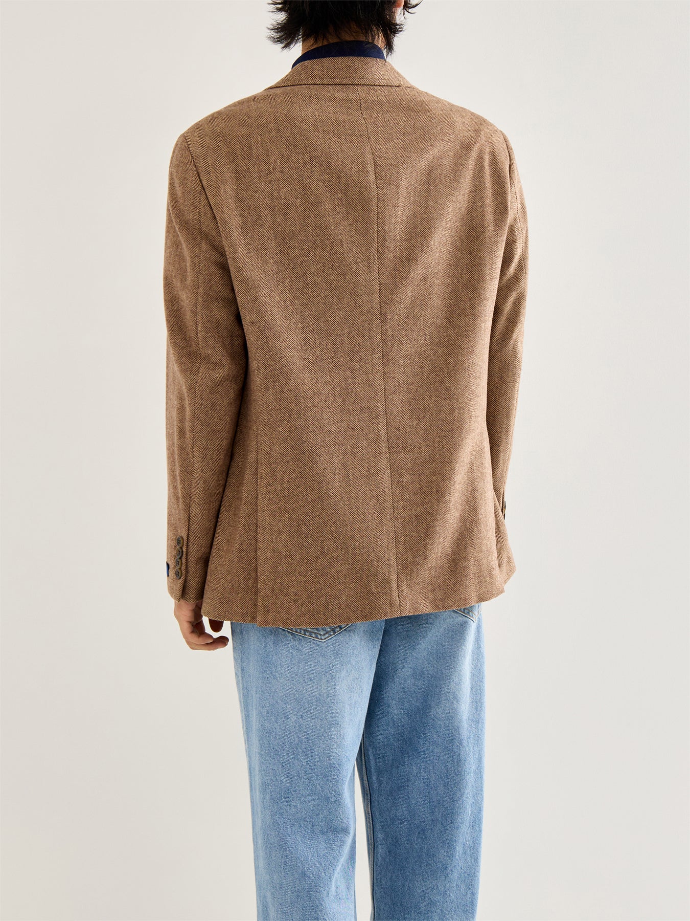 Herringbone Single Breast Blazer Tan