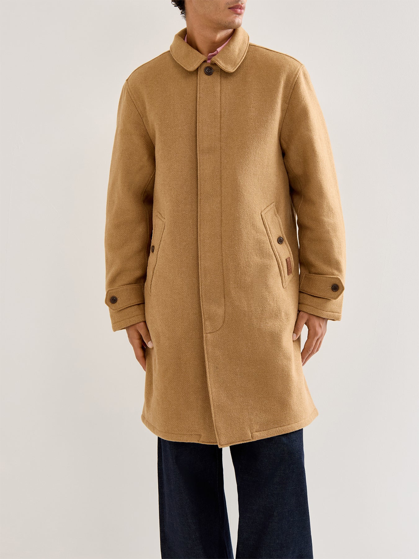 Twill Wool Walking Coat Cafe Cream Wool