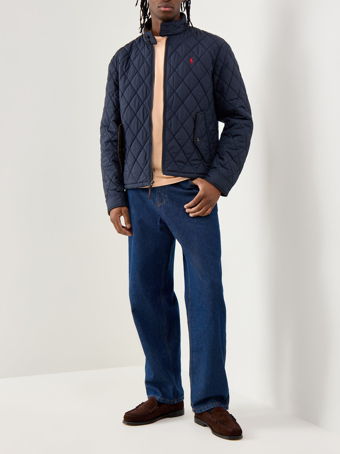 Quilted Windbreaker Jacket College Navy