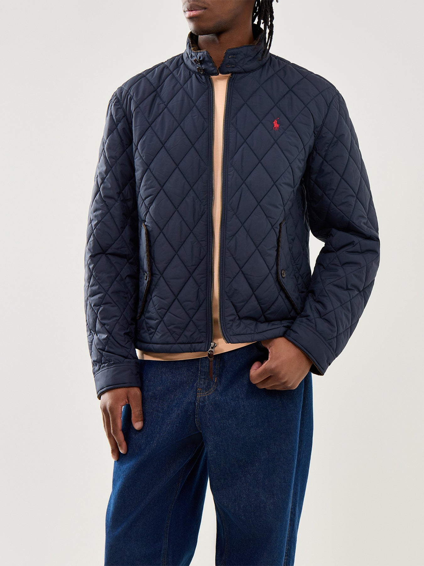 Quilted Windbreaker Jacket College Navy