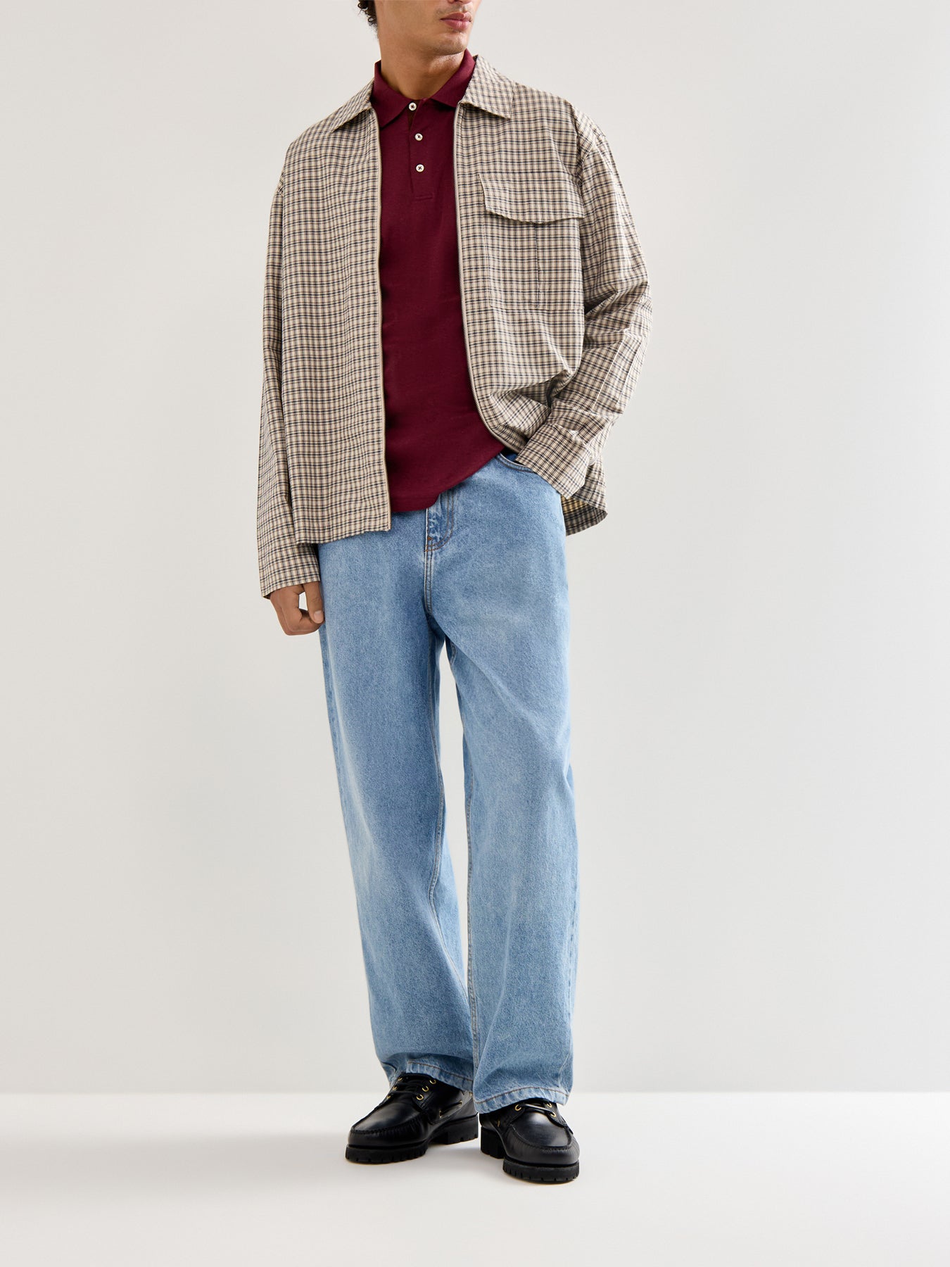 Pima Cotton Long Sleeves Polo Top Wine