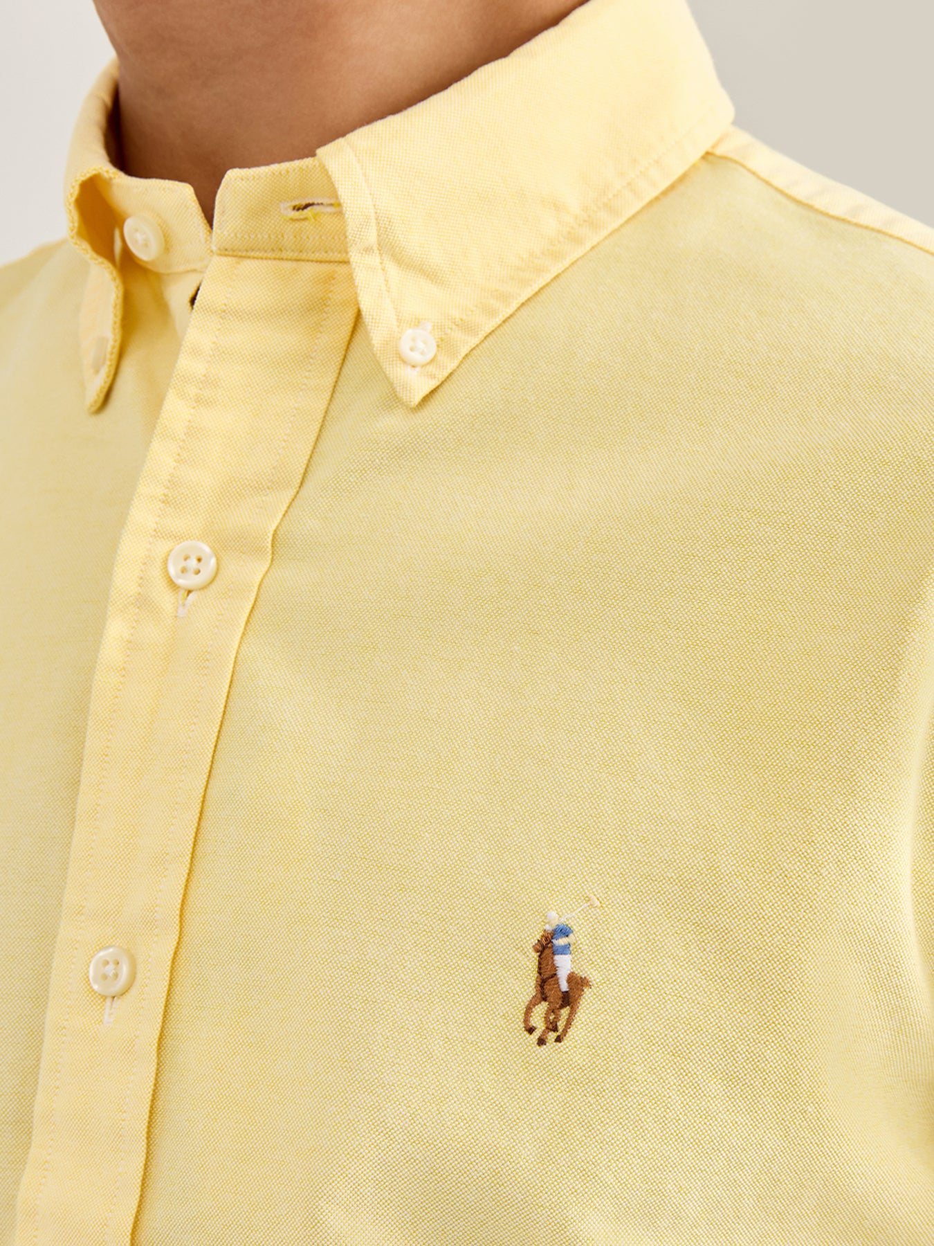 Custom Fit Cotton Oxford Shirt Yellow Cotton