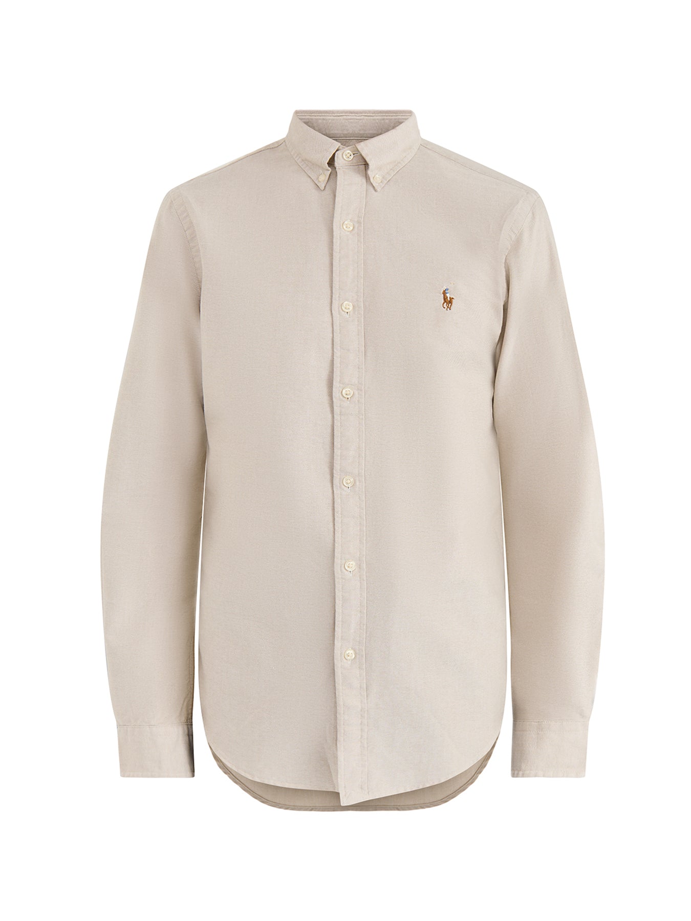 Slim Fit Cotton Oxford Shirt Cream