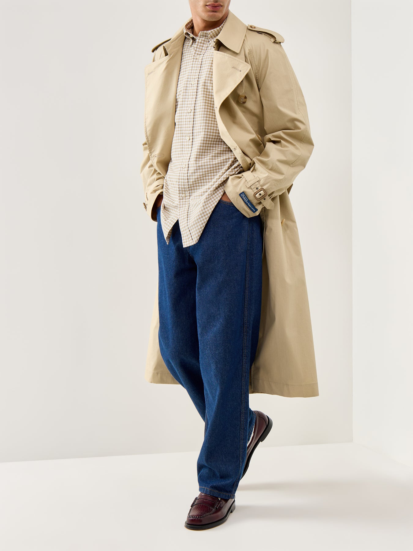 Custom Fit Oxford Gingham Check Shirt White