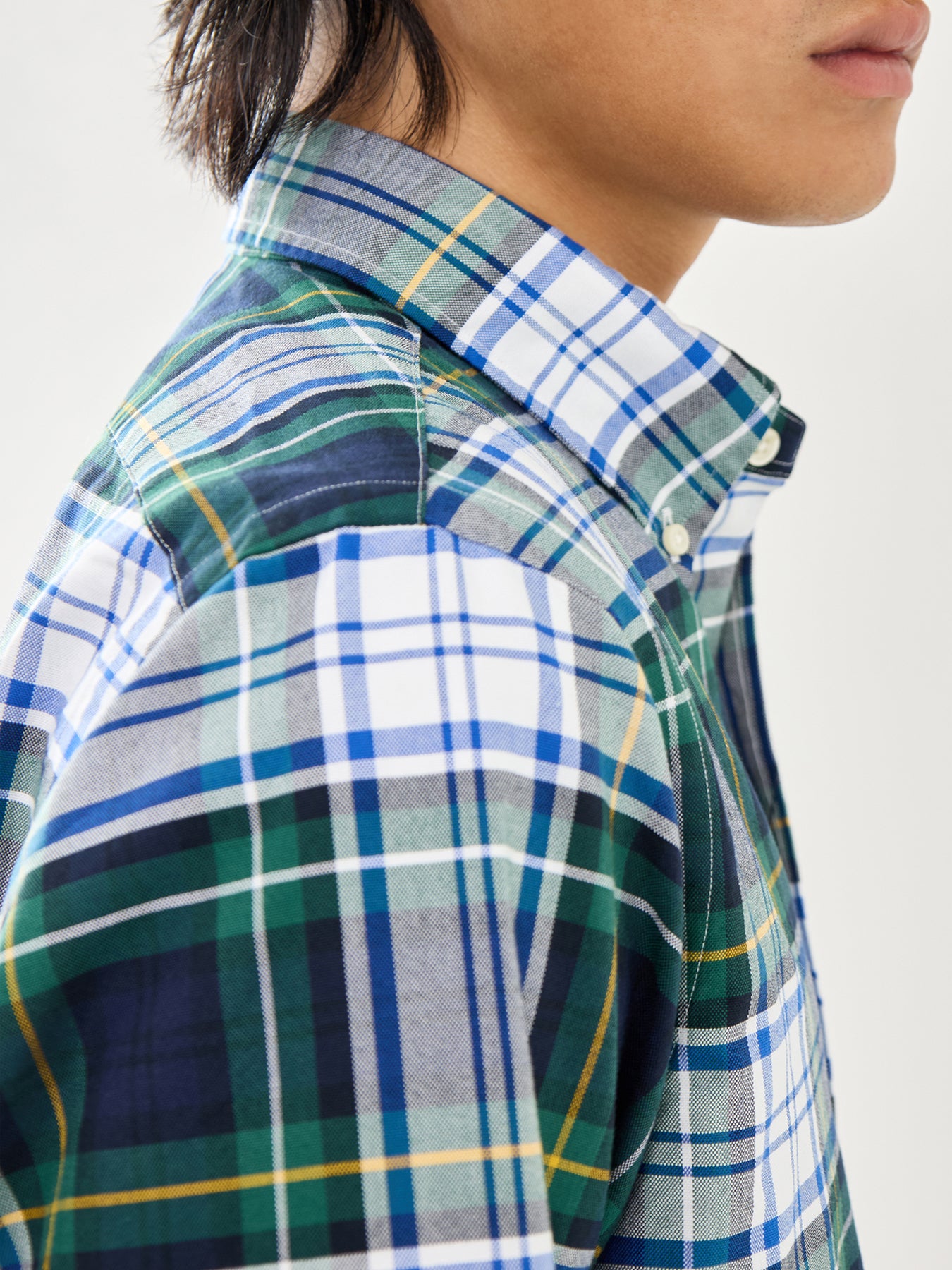 Custom Fit Tartan Oxford Shirt Green/Blue Multi