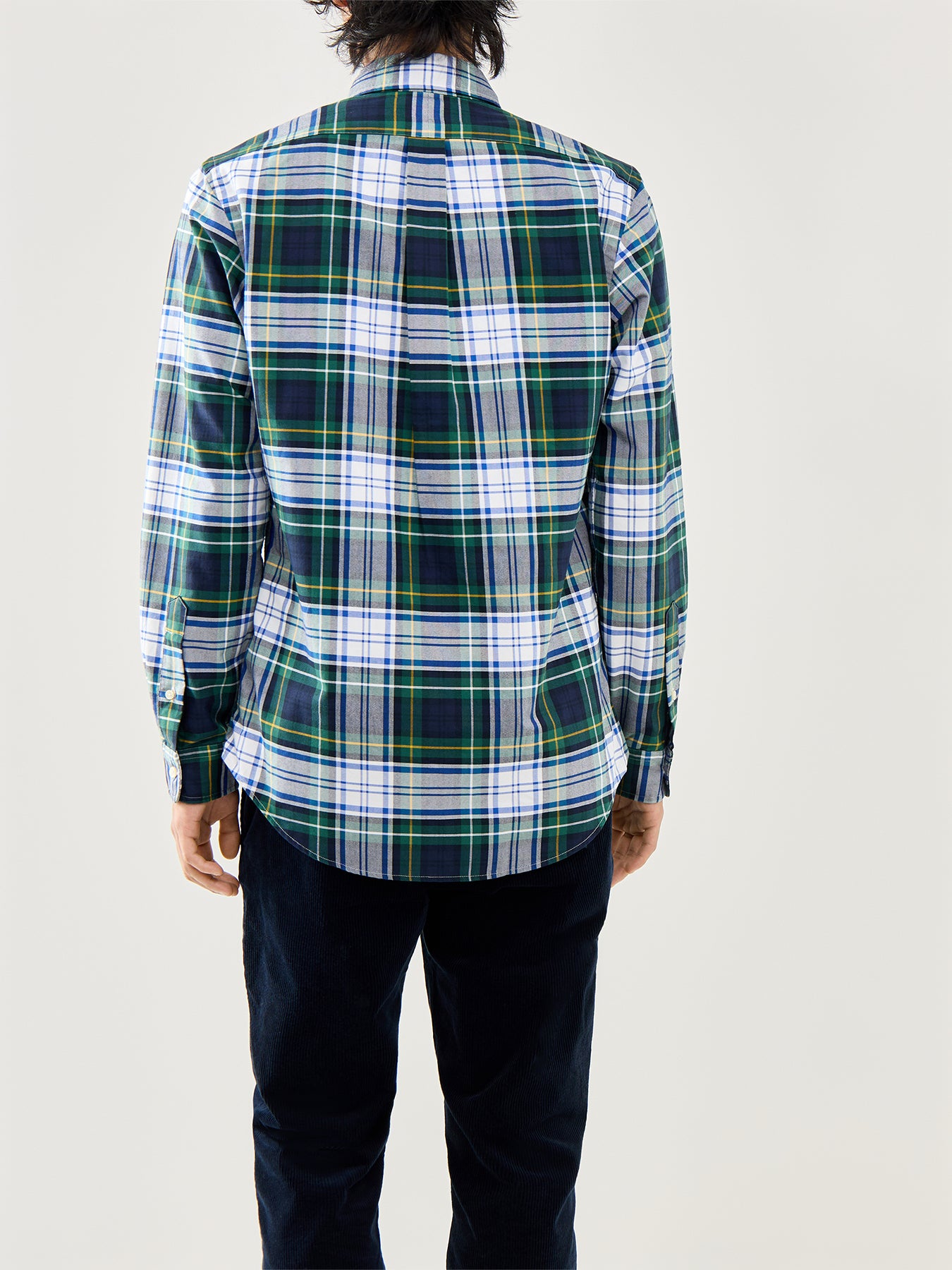 Custom Fit Tartan Oxford Shirt Green/Blue Multi