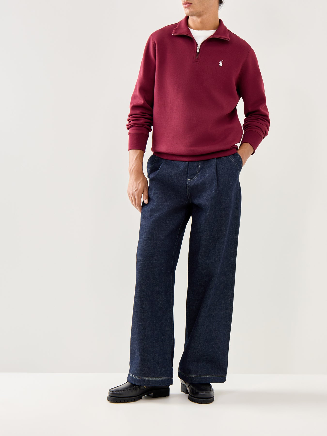 Double Knit 1/4 Zip Sweatshirt Wine