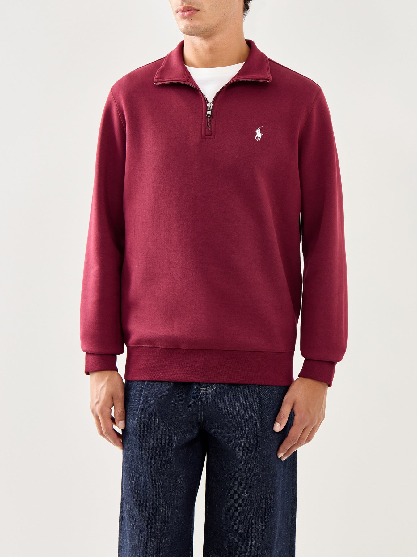 Double Knit 1/4 Zip Sweatshirt Wine