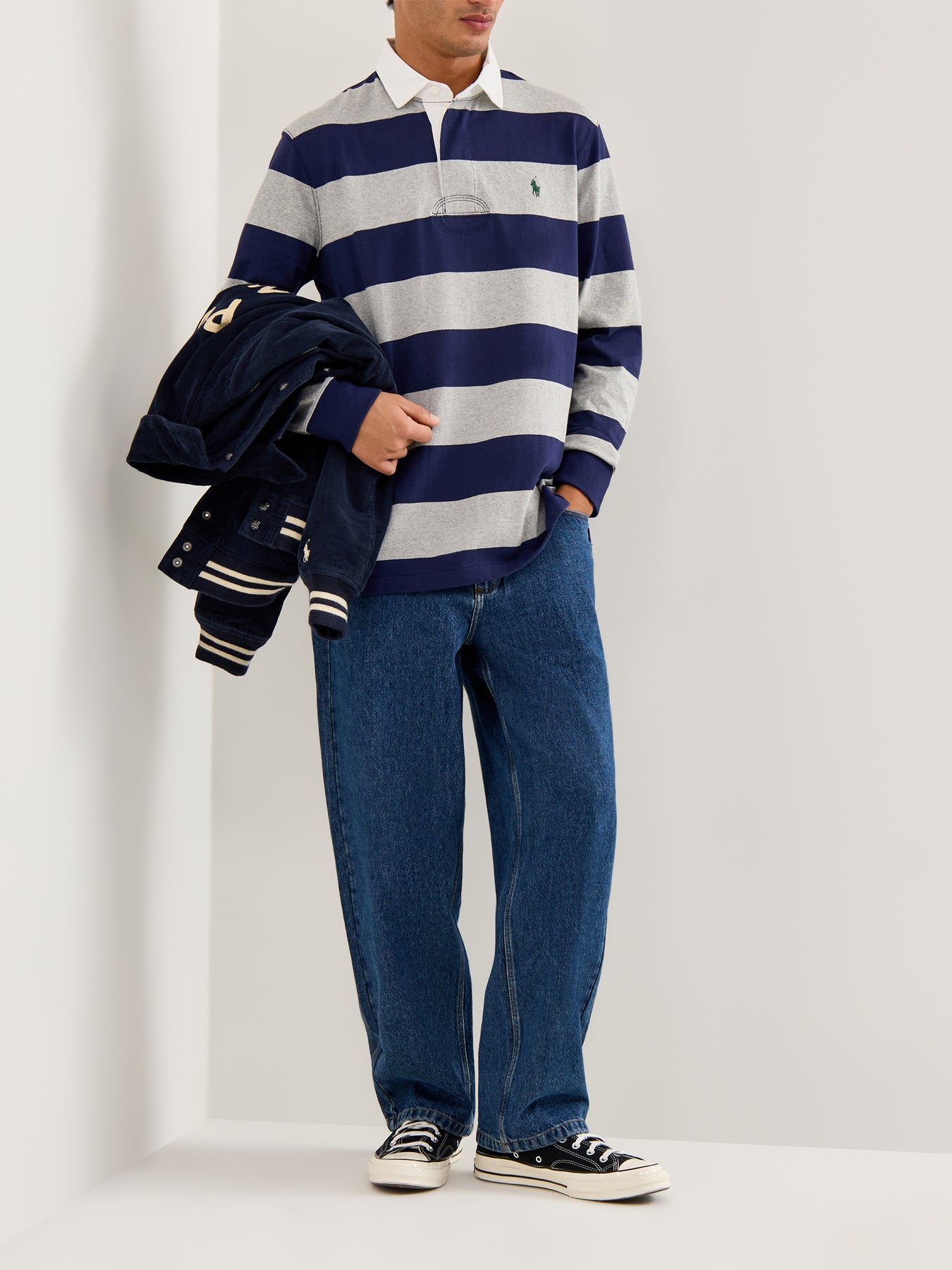 Striped Rugby Shirt Navy