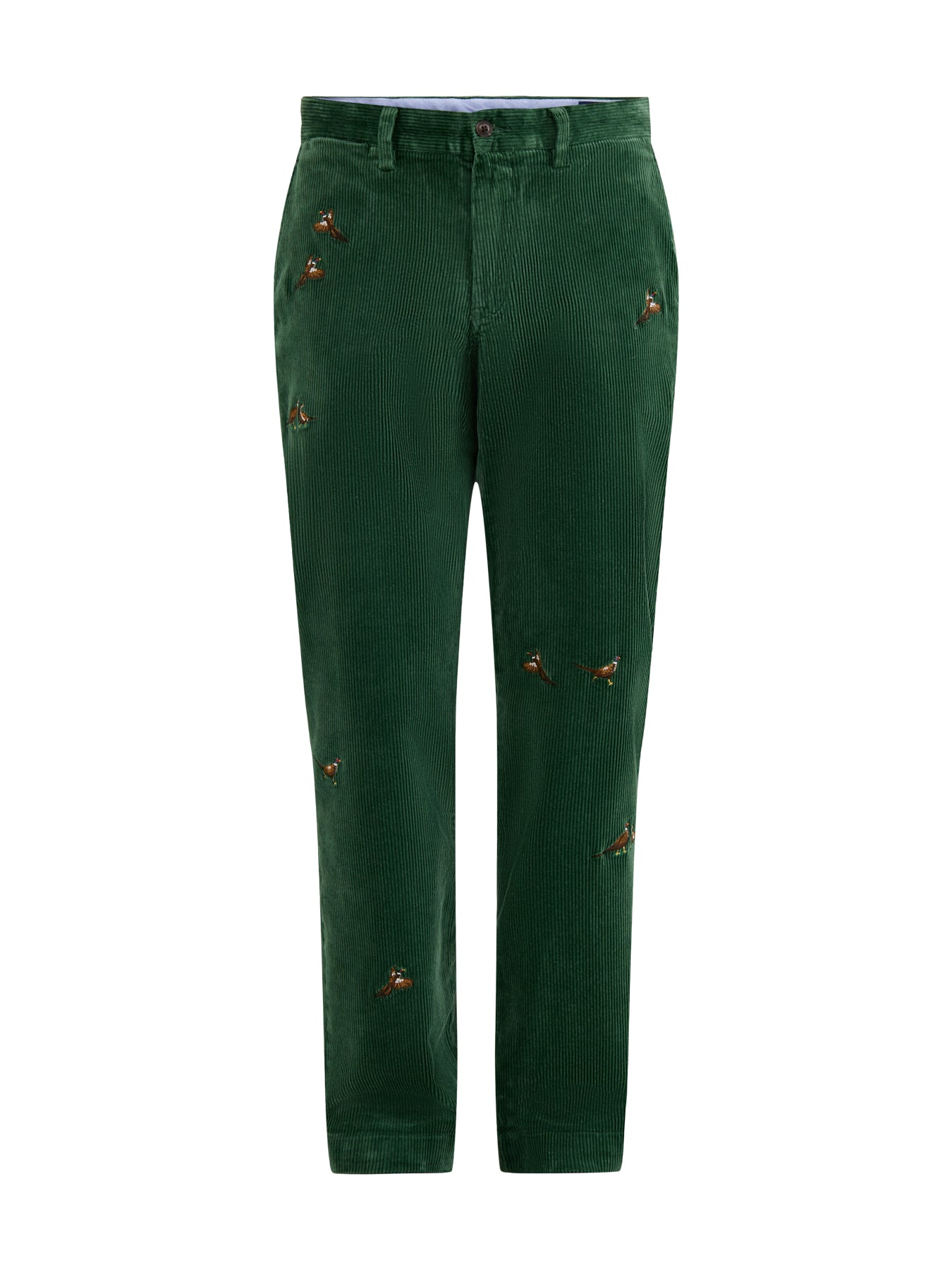 Bedford Cord Pheasant Print Trousers Green